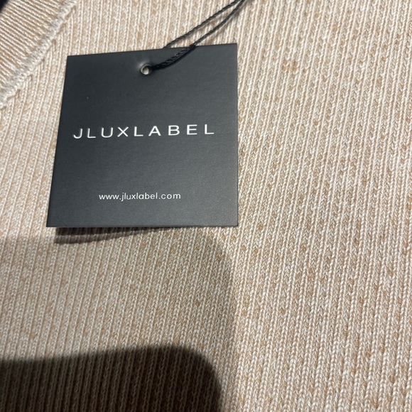 NWT JLuxLabel Made To Move cutout ribbed dress Taupe/White size small - Picture 6 of 7